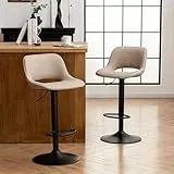 YOUNIKE Barhocker 2er Set, Barstühle Bar Stool Höhenverstellbar Drehstuhl, Küchenstühle Tresenstuhl mit Hohler Rückenlehne, Hohe Barhocker für Bartheke Küche, Khaki