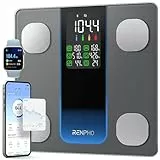 RENPHO Körperfettwaage, Perensonwaage Digital Körperanalysewaage mit 7-in-1-Großdisplay für BMI, Körperfett, Muskelmasse, 13 Körpermesswerten, hochpräzise Bluetooth-Waage mit Körperfett