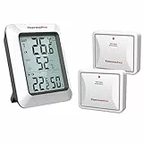 ThermoPro Funk Thermo-Hygrometer Thermometer Hygrometer Klima-Monitor Funkwetterstation mit Funk-Außensensor, Reichweite bis zu 150m 2 Stücke