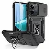 Doeshine Hülle für Xiaomi Redmi 15C 4G/5G, Handyhülle mit 2 Stück Displayschutzfolie & Kameraschutz, Ring Ständer, Robust Fallschutz Outdoor Militär Schutzhülle für Xiaomi Redmi 15C (Schwarz)