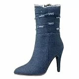 CHICMARK Damen Espadrille Stiefel mit Absatz (Dunkelblau, 39 EU)