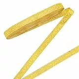 NBEADS 7m Gold Jacquard Floral Bänder Trim, 1cm Breite Polyester Jacquard Boho Gewebte Borte Flache Kleidung Zubehör für Verpackung und Kleidung Verschönerung Dekoration