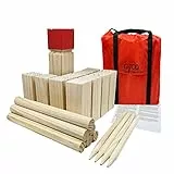 GICO Kubb Spiel Set, Wikingerspiel, König 30 x 7 x 7 - Hochwertiges großes Outdoor Spiel aus Massivholz mit Transporttasche - 3263