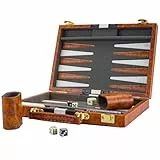 Backgammon Set 11' Klassisches Backgammon Koffer Brettspiel für Erwachsene und Kinder (Braun 11 Zoll)