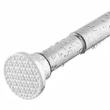 Duschvorhangstange, Versenkbare Duschstange ohne Bohren, 70-134cm, Verstellbare silberne Duschvorhangstange, Rostfrei & Rutschfest, Einsetzbar in Badezimmer