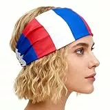Thayakii Stirnband Sport und Fußballfan, Haarband mit Flaggenmuster für Sportfans Schweißband Kopftuch elastisch Outdoor Training Bandana Fashion (FR, L)