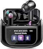 Touchscreen Bluetooth Kopfhörer, 2026 In Ear Kopfhörer Kabellos Bluetooth 5.4 mit ANC+ENC Noise Cancelling Mic, 48Std Spielzeit Tiefer Bass Earbud mit 5 EQ-Modi, IP7 Wasserdicht Ohrhörer Lichtschwarz
