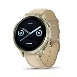 Garmin Venu 4, 41 mm, fortschrittliche Gesundheits- und Fitness-GPS-Smartwatch, helles und farbenfrohes Display, integrierte Taschenlampe, 10 Tage Akkulaufzeit, Mondgold mit Knochen-Silikonband