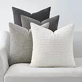 Topfinel Kissenbezug 45x45 Grau 4er Set Cord körnig Farbverlauf Kissenbezüge Kissenhülle Dekokissenbezug Sofakissen Couchkissen für Sofa Schlafzimmer Wohnzimmer Balkon Kinder flauschig