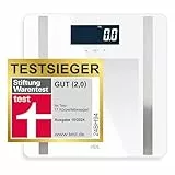 ADE Digitale Körperfettwaage Ines bis 200 kg | Testsieger 2024 | Personenwaage mit Körperfettanalyse, BMI, Muskelmasse, Körperwasser, Gewicht, BMR | Körperwaage mit Benutzererkennung | weiß