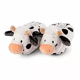 NICI Hausschuhe Kuh Cowluna Größe 38-41 – kuschelige Pantoffeln für warme Füße, Plüsch-Schuhe im Kuh-Design für Kinder & Erwachsene, 49040, tolle Geschenkidee, schwarz-weiß