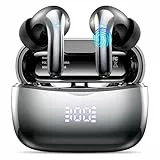 Bluetooth Kopfhörer, Kopfhörer Kabellos Bluetooth 5.3 In Ear Kopfhörer mit 4 ENC Noise Cancelling Mic, 56Std HiFi Stereo Tiefer Bass, IP7 wasserdicht Ohrhörer mit LED Anzeige, Touch Control, Asche