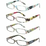 COJWIS 4 Pack Damen Lesebrille Mit Schönes Muster Brille Federscharnierleser für Frauen Reader (4 Farbe Mischen, 3.00, multiplier_x)