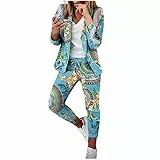 Awrvia Hosenanzug Damen Gutschein Elegant Business Anzug Set Freizeitanzug Hohe Taille Hose 2-teilig Anzug Buntes Einfarbig Zweiteiler Slimfit Festlich Sportanzug Sommer Zweiteiler Streetwear