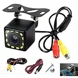 12V Rückfahrkamera Auto Set, Rückfahrkamera IP68 Wasserdicht, 170° Weitwinkel 720P HD Nachtsicht und 12 LED Auto Rückfahrkameras zum Nachrüsten für PKW LKW Wohnmobil Bus Trailer 6m Kabel Backup Kamera