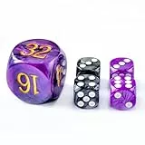 BESCON DICE Backgammon-Perlen-Würfel-Set, 30 mm, großer Backgammon-Doppelwürfel plus 4 x 16-mm-Würfel (lila/schwarz marmoriert), 5-teiliges Set, 30 mm