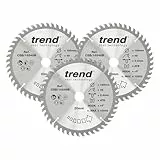 Trend Holz Kreissägeblatts, 3er-Pack, 165mm Durchmesser, 20mm Bohrung, 48 Zähne, HW, 2,2mm Schnittbreite, +15° Haken, CSB/165/3PK/A