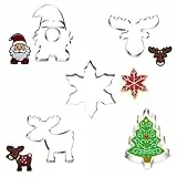JUGUTA Ausstechformen Weihnachten, Wichtel Weihnachtsmann Plätzchen Ausstecher Set, Edelstahl Plätzchenausstecher Elch, 5 Stück Elchkopf Keksausstecher, Cookie Cutter Geschenke Für Backen Fondant
