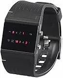 St. Leonhard Binäruhr: Binär-Armbanduhr Future Line mit roter Anzeige, für Herren (Binäruhr Herren, Binäre Uhren, Futuristische)