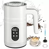 Milchaufschäumer Elektrisch, 5 in 1 Milchschäumer Induktion (350ml) - Elektrischer Milchwärmer für Cappuccino, Milchkaffee, heiße Schokolade & kalte Milchschäume, Milk Frother (weiß)