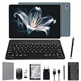 2025 Neueste Android Tablet | 5G+2.4G WLAN Tablet Pc | Octa-Core 128GB ROM(TF 1TB) | 10,1' Touch Display | 3D-Sound | 7000 mAh | 13+8MP | GPS | GMS Certified Tablets mit Tastatur, Stift, Hülle, Grau