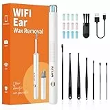 Xylla Ohrenschmalz Entferner Otoskop 1920P HD-Ear Wax Removal IP67 Wasserdicht WIFI Otoskop 360°Weitwinkel ohrreiniger mit 6 LEDs Tragbares Vergnügen der Ohrreinigungr (weiße)