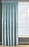 Eurofirany ROSA Vorhang Samt Velvet Kräuselband -1 STK. Weich Edel Gardine 200g/m² Elegant Glatt Einfarbig Flauschig Modern Klassisch Wohnzimmer Schlafzimmer, 135x300 cm, See