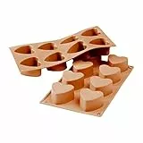 silikomart | SF040 Silikonform für Einzelportionen HEART, antihaftbeschichtet, 6 Herzen, Packung mit 1 Kuchenform, Ø 60 h 35 mm, Made in Italy