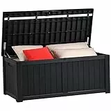 YITAHOME 460 Liter Groß Gartenbox Wasserdicht, Abschließbarem Outdoor Kissenbox, Garten Auflagenbox Wetterfest Garten Aufbewahrungsbox für Gartengeräten Poolzubehör Spielzeug, Schwarz
