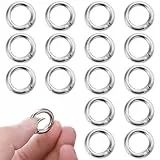 Lusofie 16 Stück Mini Karabiner Runde O Ring Schlüsselring Karabiner 2cm Spaltring Schlüsselanhänger Druckknopf Clip Haken Handwerk DIY Schlüsselbund Zubehör Karabinerhaken