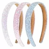 3 Stück Haarreifen Mädchen, Glitzer Stirnbänder, Harte Haarreife Kinder Haarreifen Mädchen, Glitzer Haarreif Haarbänder Verstellbar Dehnbar Elastisch Für Mädchen Damen