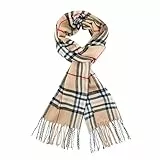 vimate Herren Camel Plaid Schal, Übergroßer Schottischer Clan Tartan Schal Wrap Winterschal für Hals(DE-Classic Camel Plaid)