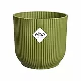 elho Vibes Fold Rund 16 Pflanzentopf - Blumentopf für Innen - 100% recyceltes Plastik - Ø 16.1 x H 14.8 cm - Grün/Ferngrün