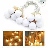 Bigzom Lichterkette innen, Lichterkette Batterie 2M 10 Lichter Ball Warmweiße batteriebetrieben Mit Zeitsteuerungsfunktion, Lichterkette kugeln Batterie- Ø30mm je Kugel Kugel