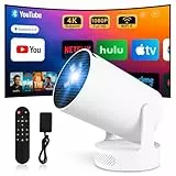 Mini Projektor 4K Beamer Tragbarer Minibeamer 2.4/5G Dual WiFi6 Android 11 1080P Full HD unterstützt für Telefon/PC/Lap/Stick HDMI Heimkino Externer Lautsprecher