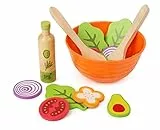 small foot Salat Set aus Holz, Kinderküchenzubehör, inkl. Schüssel, Salatbesteck und Dressing, ab 24 Monaten, 11476
