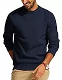 PJ PAUL JONES Herren Feinstrick Pullover Langarm Gestrickt Einfarbig Winterpullover Sweater (Marineblau, M)