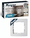 Kopp PARIS 1-fach Abdeckrahmen in Arktis-Weiß - 83 x 83 x 9,5 mm - Rahmen für Steckdosen & Schalter - Stilvoller Steckdosenrahmen aus Kunststoff - Hochwertiger Lichtschalter-Rahmen
