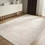 benuta Basic Teppich Claire - Creme 160x230 cm - Minimalistischer Wohnzimmerteppich im Geometrischen Retro-Stil - Pflegeleicht - Fußbodenheizung Geeignet