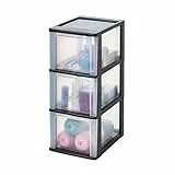 Iris Ohyama, Schubladenschrank, Schubladencontainer, 3 Schubladen mit 13 L, Format A4, durchsichtige Schubladen, Büro, Wohnzimmer - Organizer Chest OCH-2300 - Schwarz