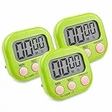 Newaner 3 Stück Timer Digital, Eieruhr, Küchentimer Küche, Kurzzeitwecker Magnetisch, Stoppuhr mit Einklappbarer Ständer, Timer mit Großem LCD-Display für Kochen Backen Sport Studieren, Grün