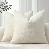 YCOLL Kissenbezug 40x40 2er Set Sofakissen aus Weichem Chenille Stoff Kissenbezüge Beige Dekokissen Sofa & Wohnzimmer Dekokissenbezüige für Gemüitliche Heimdekoration Zierkissenbezüge