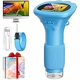 Mikroskop für Kinder, Ashfly 1000X Taschenmikroskop mit 2,0' IPS-Bildschirm USB Microscope Lupe, 8 LED Lights -Anschluss an PC, Mini-Kindermikroskop für Ostern Spielzeug - Blau