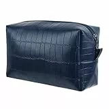 RUBAB MEN Kulturbeutel für Kulturartikel, Alligator-Finish, marineblau, hochwertiges veganes Leder, geräumige Innenfächer, Zubehör-Organizer für luxuriöse Aufbewahrung