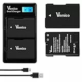 Vemico EN-EL14/EN-EL14A Akku Ladegerät Kit 2 Pack 1500mAh Ersatzakku Typ C Dual LCD Ladegerät für D3100/D3200/D3300/D5100/D5200/D5300/D5500/D5600/P7000/P7700 (Vollkompatibel mit Original)
