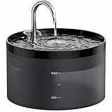 Katzenbrunnen Trinkbrunnen für Katze: 2L Katzenbrunnen für Katzen - Katzen Trinkbrunnen Super Silent - Eingebautes LED Licht - Aktivkohlefilter - Durchsichtiger Wassertank - Schwarz
