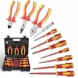 CCLIFE 11 tlg VDE Isolierter Schraubendreher Schraubenzieher Zange Set 1000V mit Spannungsprüfer Schlitz Philips