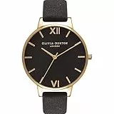 Olivia Burton Analog Quarzuhr für Damen Kollektion Black DIAL mit Schwarzes Lederarmband - OB15BD55