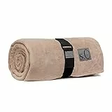 s.Oliver Kuschelsoft Decke 150x200 cm - flauschig, warm & waschbar, Kuscheldecke beige Uni