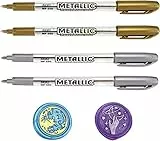 Mogokoyo 4 Stück Wachssiegelstift Gold & Silber Siegellack-Stift Metallic-Marker Set Farbstifte für Siegelwachs Deko (4)
